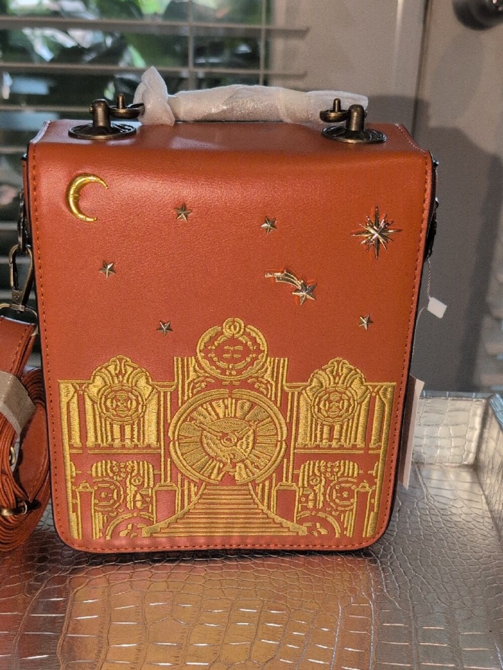 Working Clock Face Rust Crossbody Bag with Removable Strap - New - Picture 5 of 14